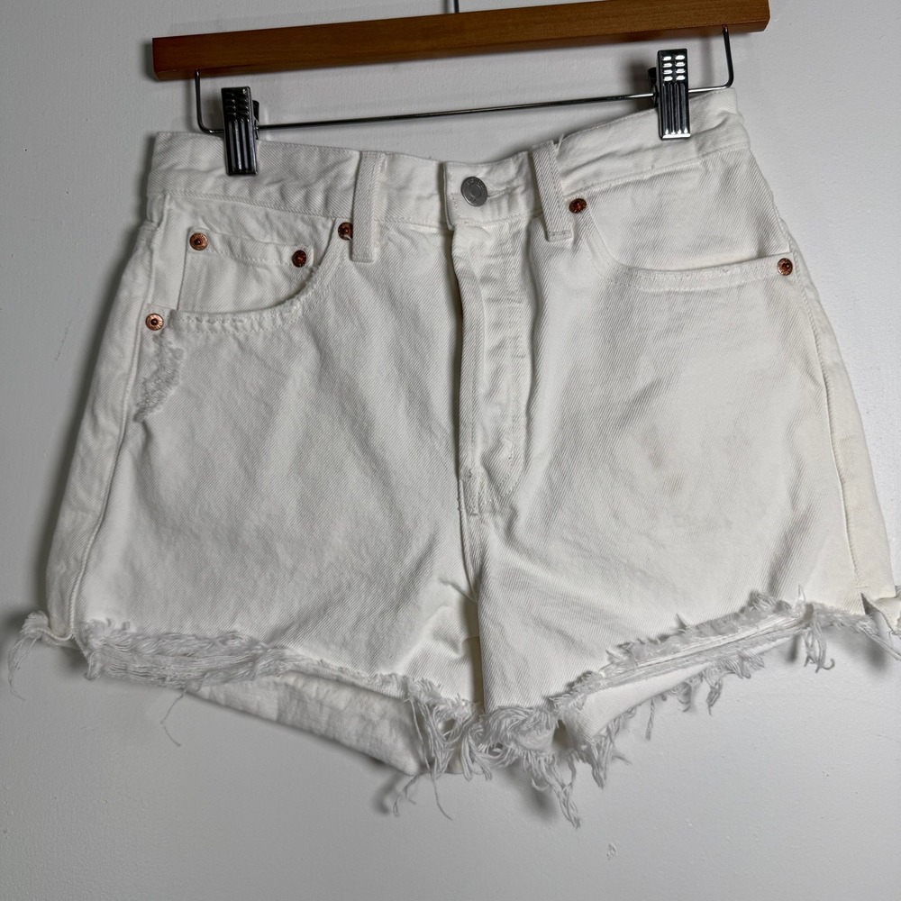 Pistola Denim Shorts Womens 26 White High Rise Frayed Raw Hem P00024451DR LUXWV